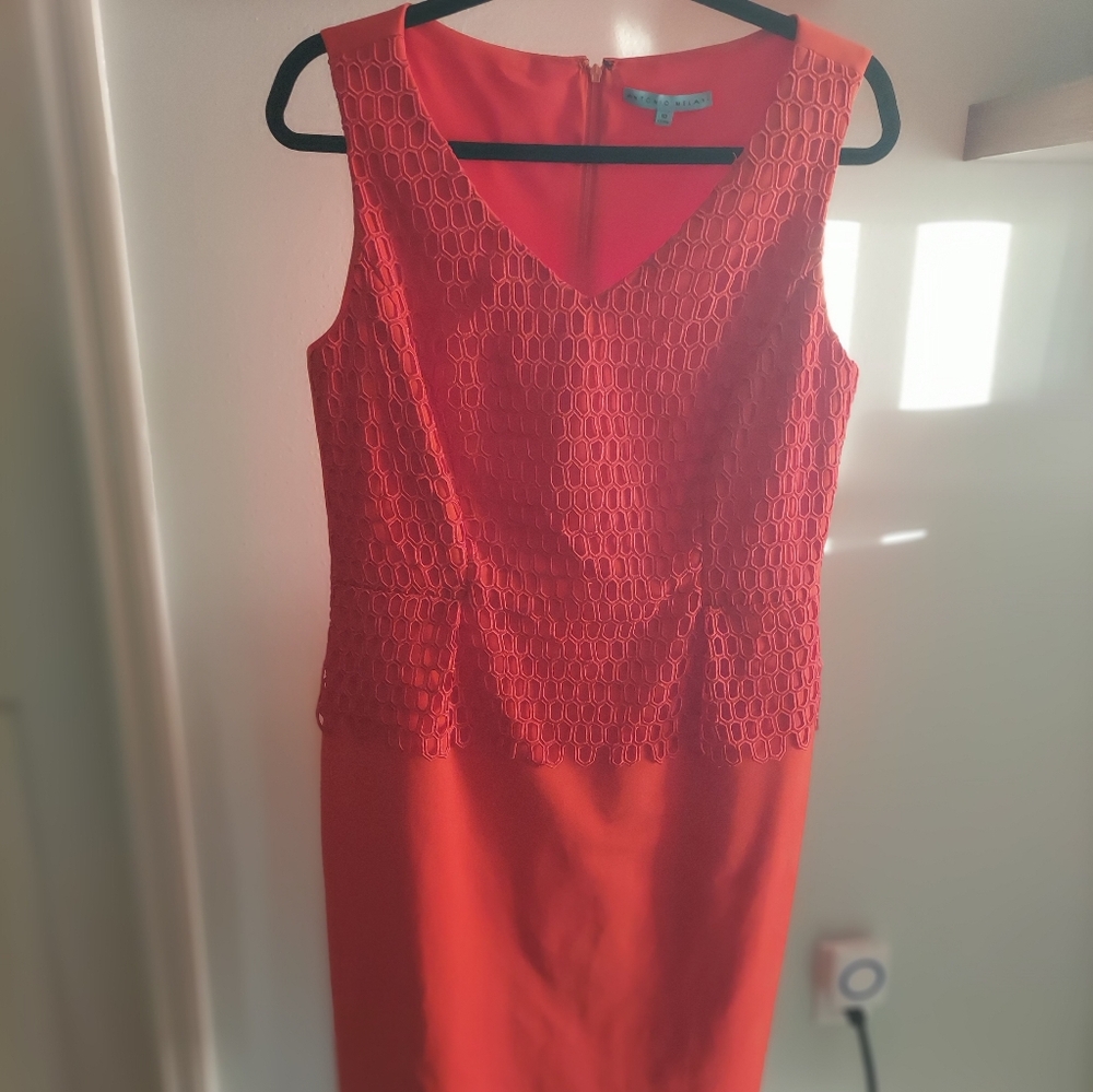 ANTONIO MELANI Vibrant Orange Textured Midi Dress